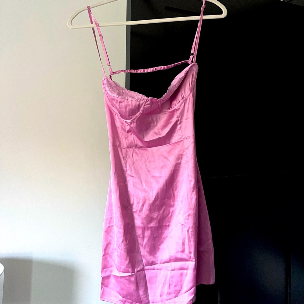 Homecoming dress from beginning boutique, purple pink little ruffle on top